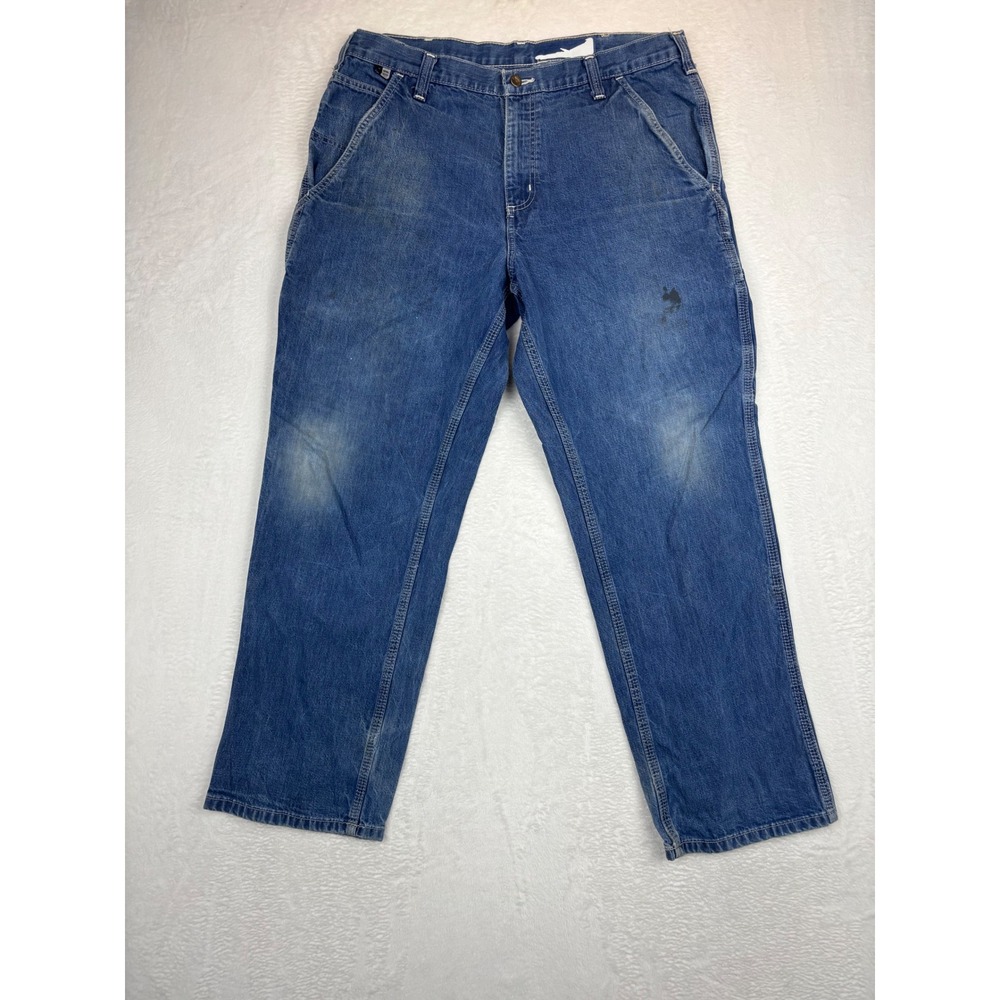 Carhartt FR Flame Resistant Carpenter Fade Mens 36x30 Blue Work Grunge Pants